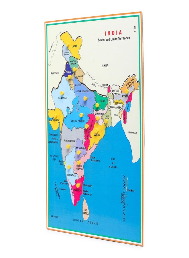 LASERBOT Wooden India State MAP Knob, Mini Puzzle Foam Mat, Interlocking MAP Puzzle, Non-Toxic Wooden Colorful Toys, Learning Puzzle Mats - Image 3